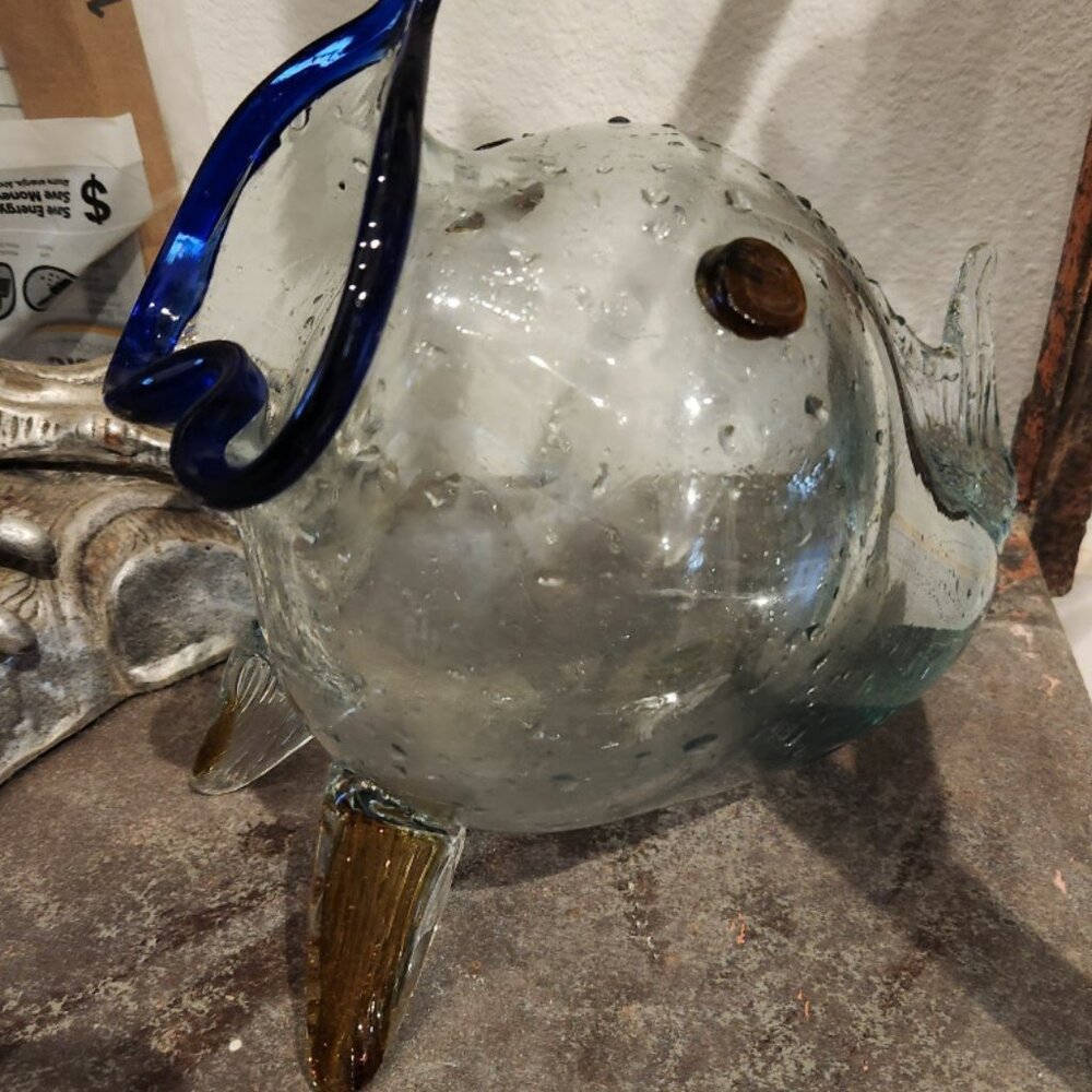 Hand blown fish shaped, fish bowl